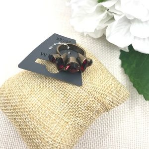 Antiqued Bronze Red/ Pink Gemstone Ring (Size 7)